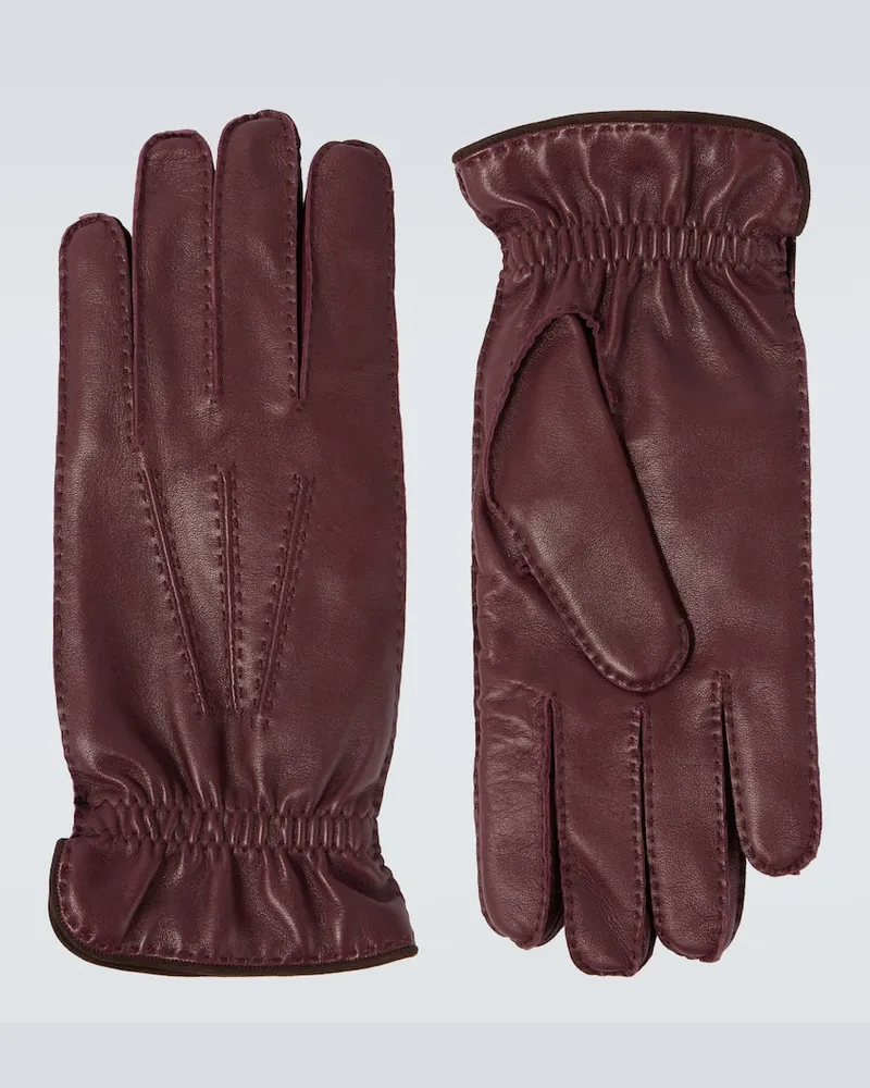 Brunello Cucinelli Handschuhe aus Leder Burgunderrot