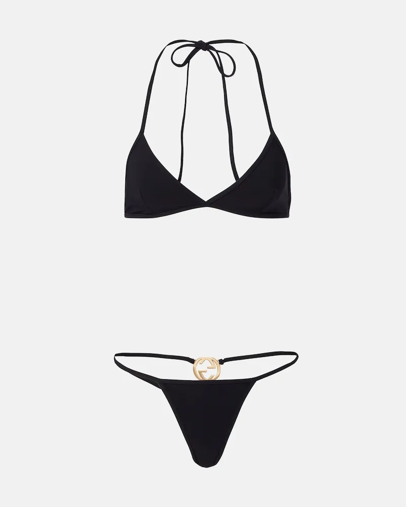 Gucci Bikini Interlocking G aus Jersey Schwarz