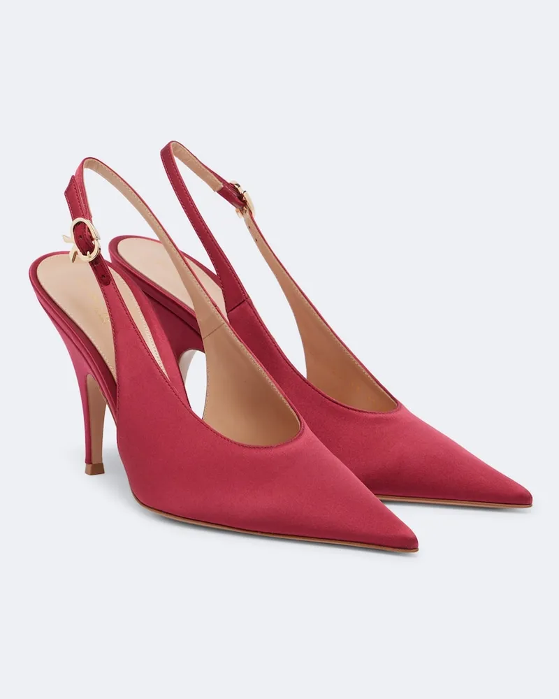 Gianvito Rossi Slingback-Pumps Sofia aus Satin Burgunderrot