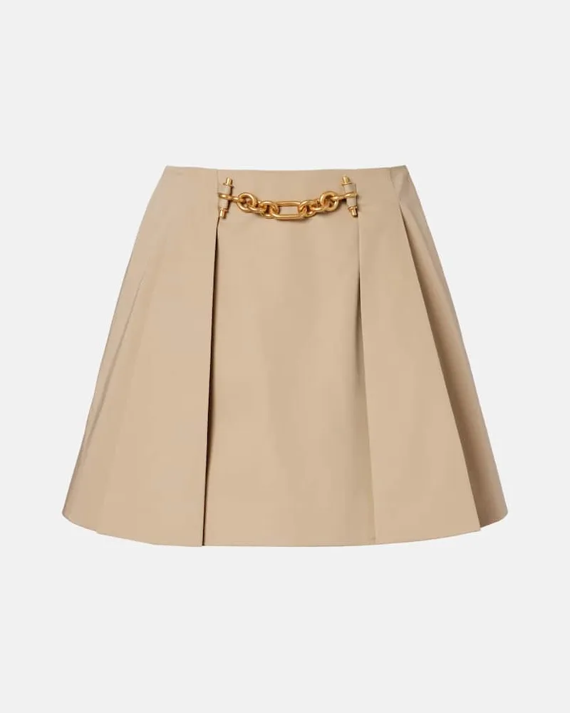 Balmain Minirock aus Baumwoll-Gabardine Beige
