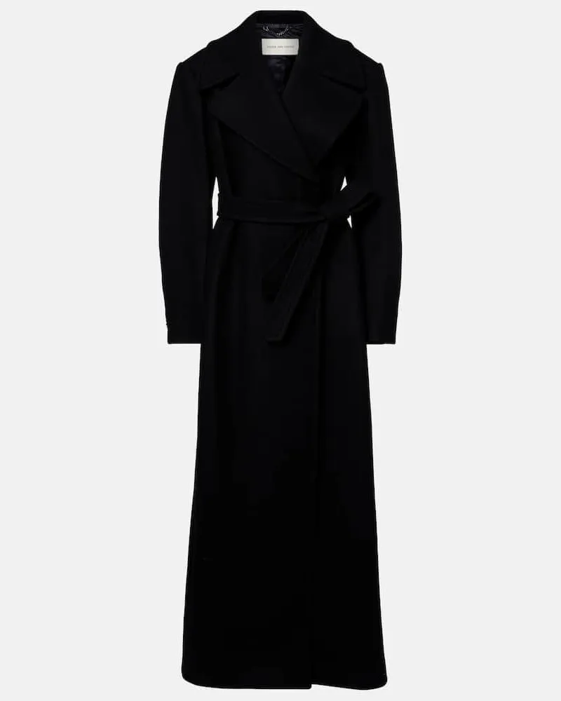 Dries van Noten Mantel aus Twill Schwarz
