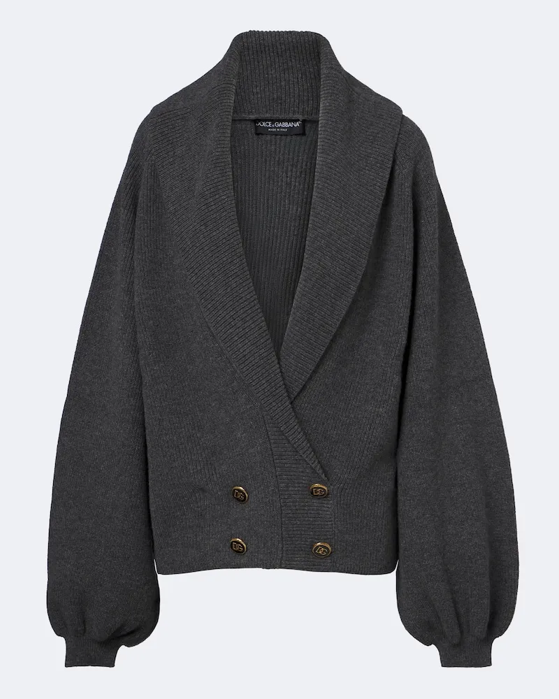 Dolce & Gabbana Verzierter Cardigan aus Wolle Grau