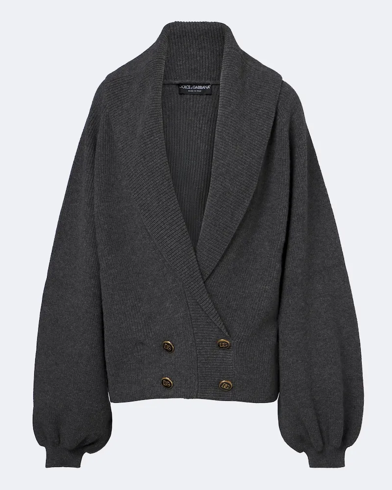Dolce & Gabbana Verzierter Cardigan aus Wolle Grau
