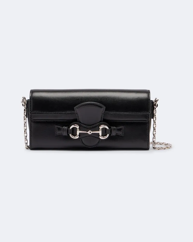 Gucci Portemonnaie mit Kettenriemen Mini aus Leder Schwarz
