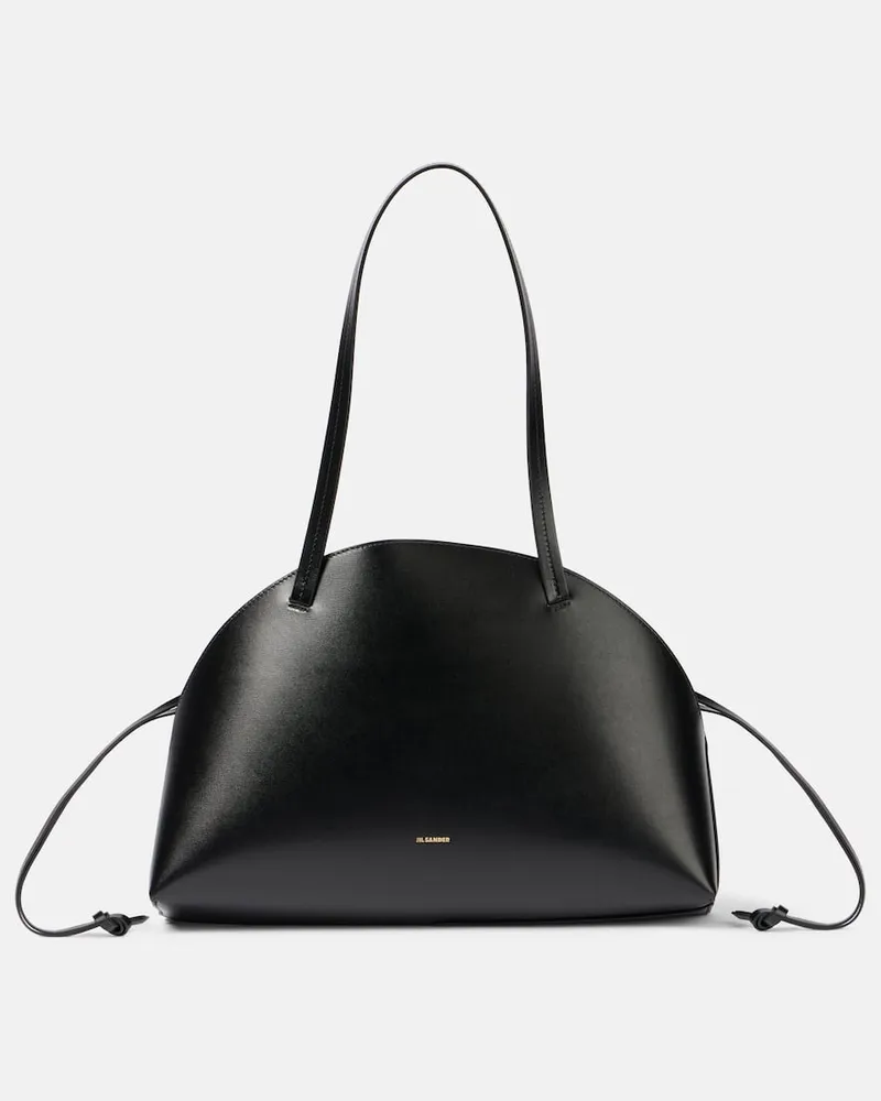 Jil Sander Schultertasche Curve Medium aus Leder Schwarz