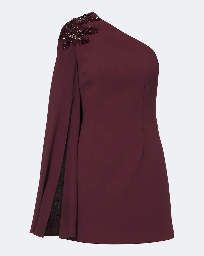 Rebecca Vallance Verziertes One-Shoulder-Minikleid River Burgunderrot