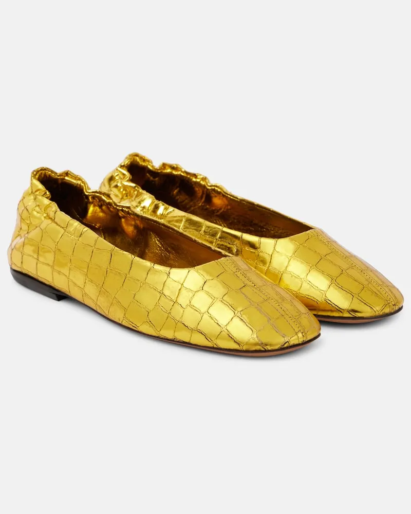 Dries van Noten Ballerinas aus Metallic-Leder Gold