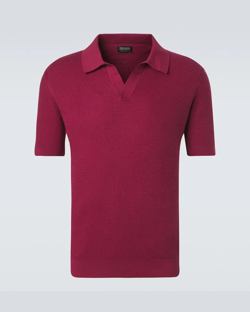 Ermenegildo Zegna Gestricktes Polohemd aus Baumwolle Rosa