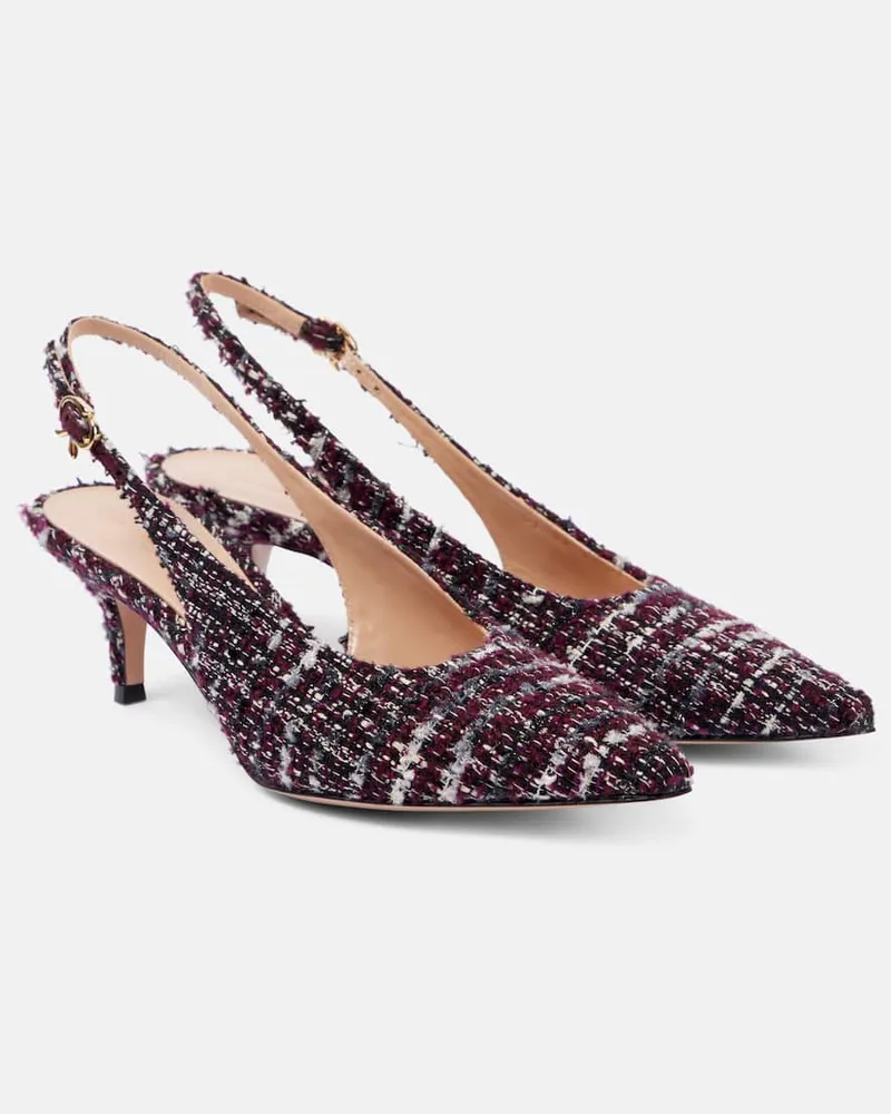 Gianvito Rossi Slingback-Pumps 55 aus Bouclé Burgunderrot