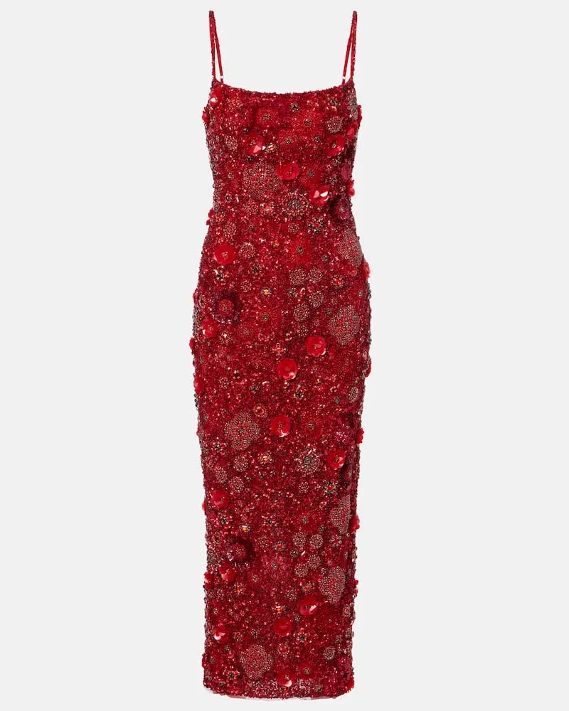 Rachel Gilbert Verziertes Cocktailkleid Francesca Rot