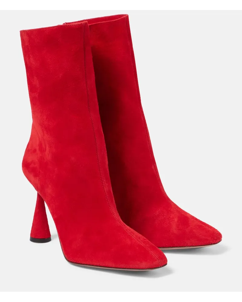 Aquazzura Ankle Boots Amore 95 aus Veloursleder Rot