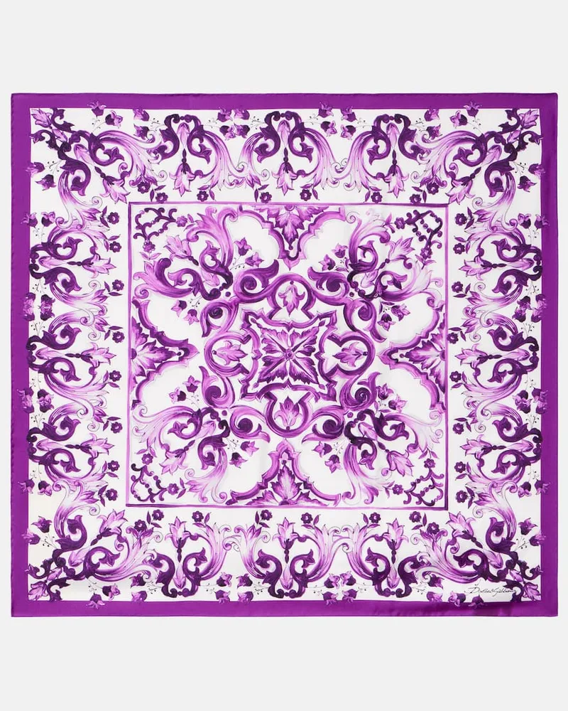 Dolce & Gabbana Bedrucktes Tuch Majolica aus Seiden-Twill Violett