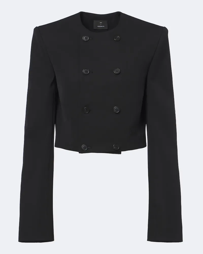 WARDROBE.NYC Cropped-Blazer aus Schurwolle Schwarz