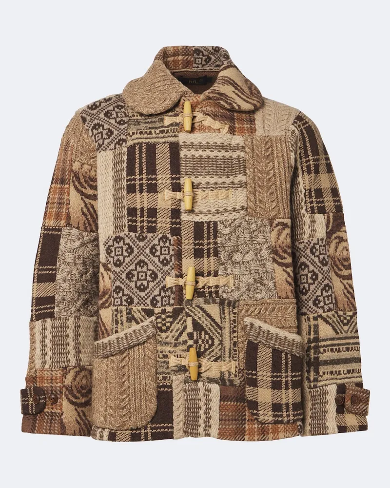 RRL Cardigan aus Wolle, Leinen und Seide Braun