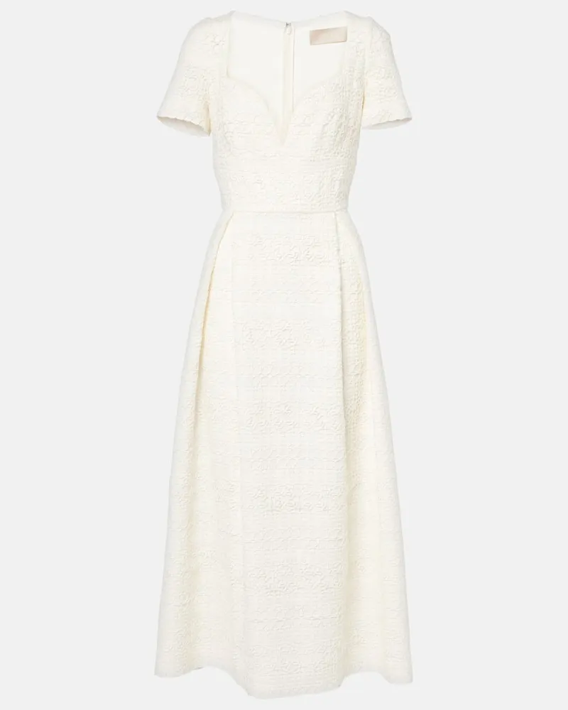 Elie Saab Midikleid aus Makramee Weiß
