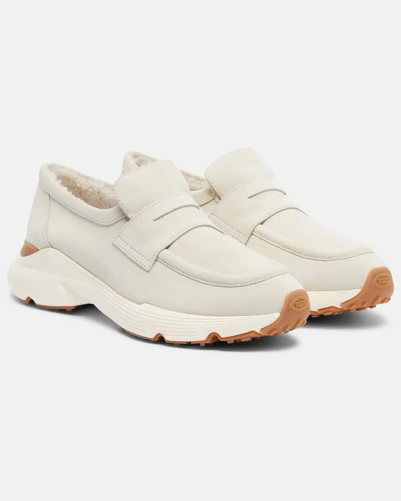 TOD'S Slip-On Sneakers Sport Run aus Veloursleder Weiß