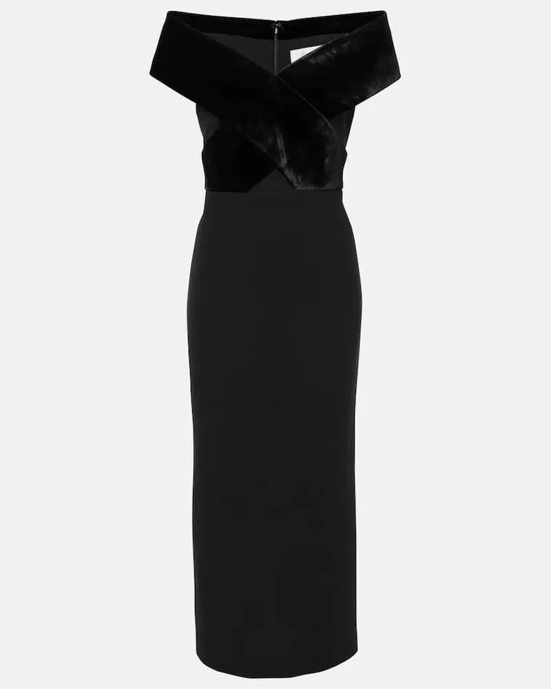 Roland Mouret Off-Shoulder-Robe aus Samt Schwarz