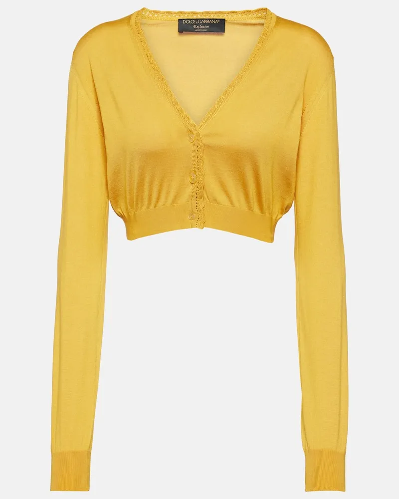 Dolce & Gabbana Cropped-Cardigan aus Seide Gelb