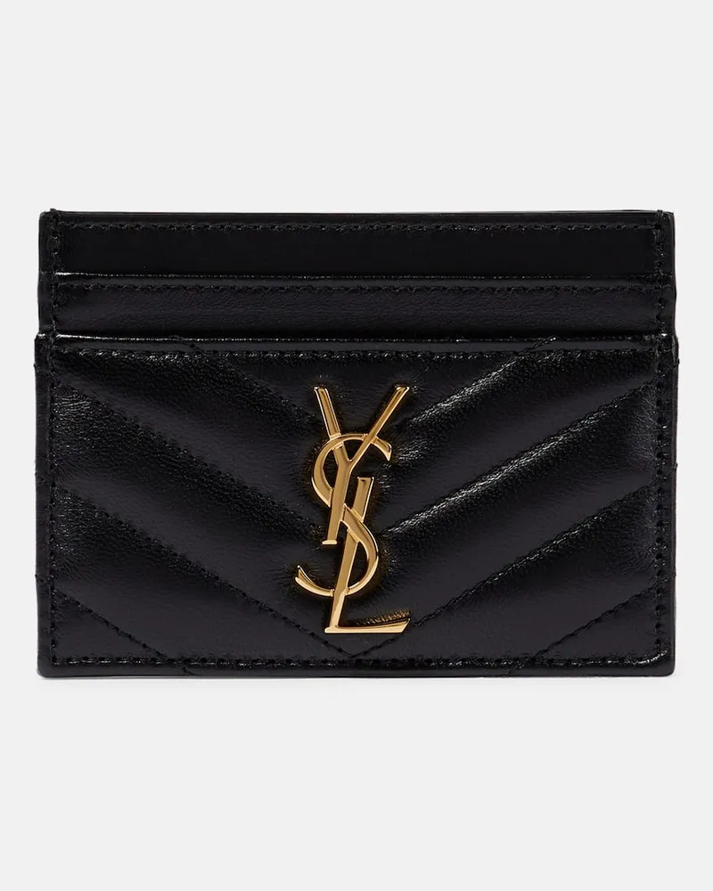 Saint Laurent Kartenetui Cassandre aus Matelassé-Leder Schwarz