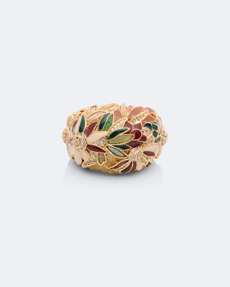 Zimmermann Ring Botanica mit Edelsteinen, 16kt vergoldet Multicolor