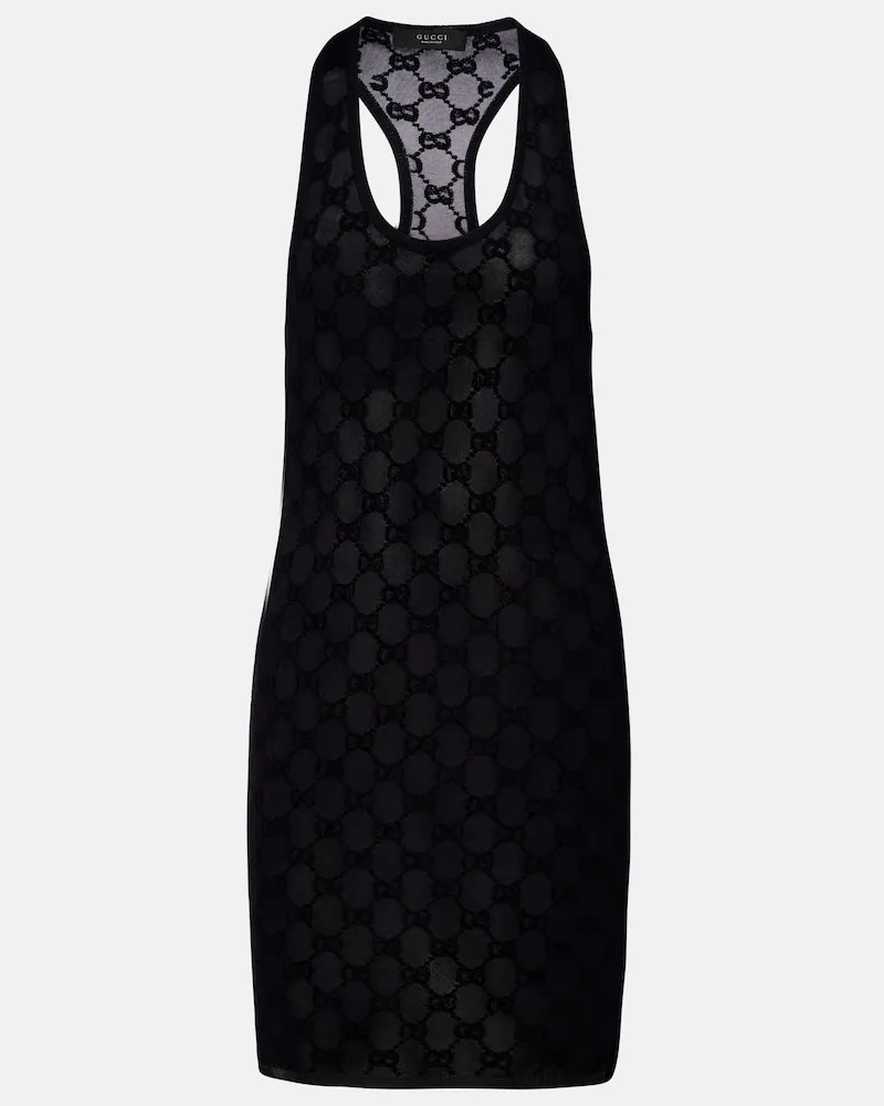 Gucci Minikleid GG aus Crêpe Schwarz