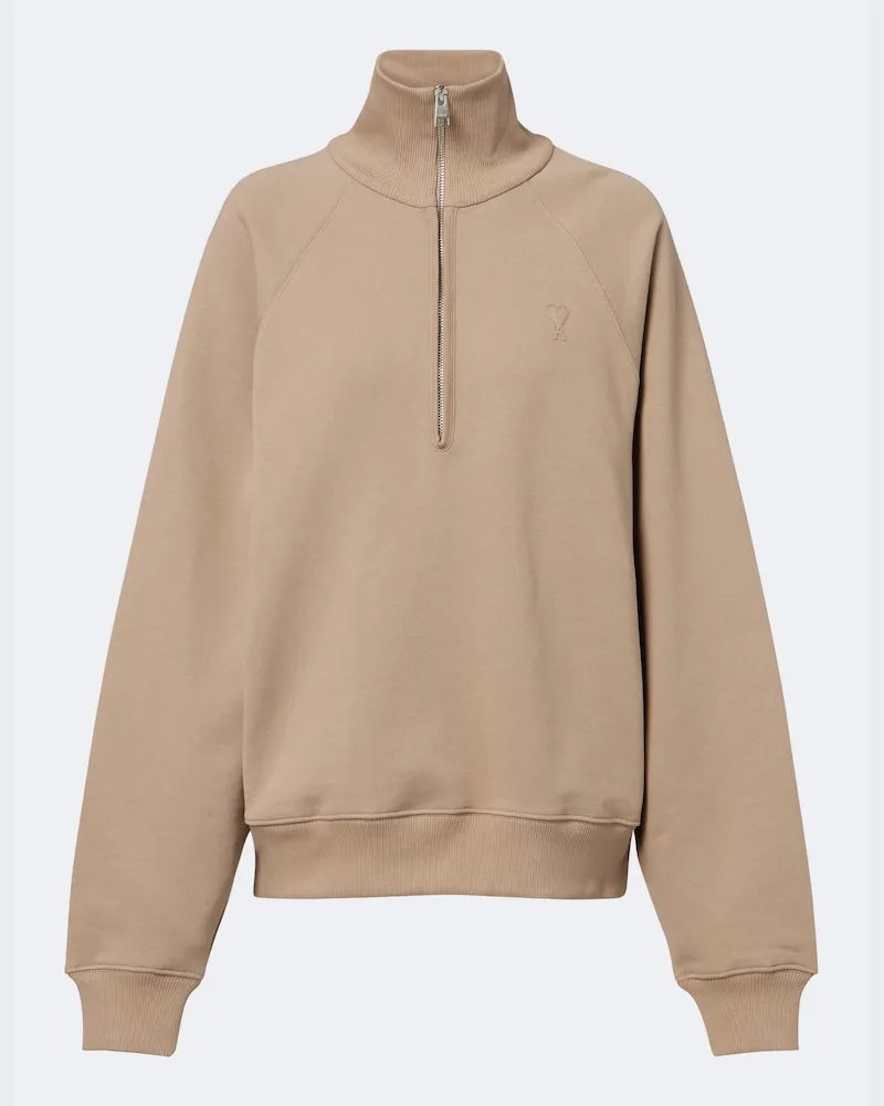 AMI Paris Sweatshirt Ami De Coeur aus Baumwolle Beige