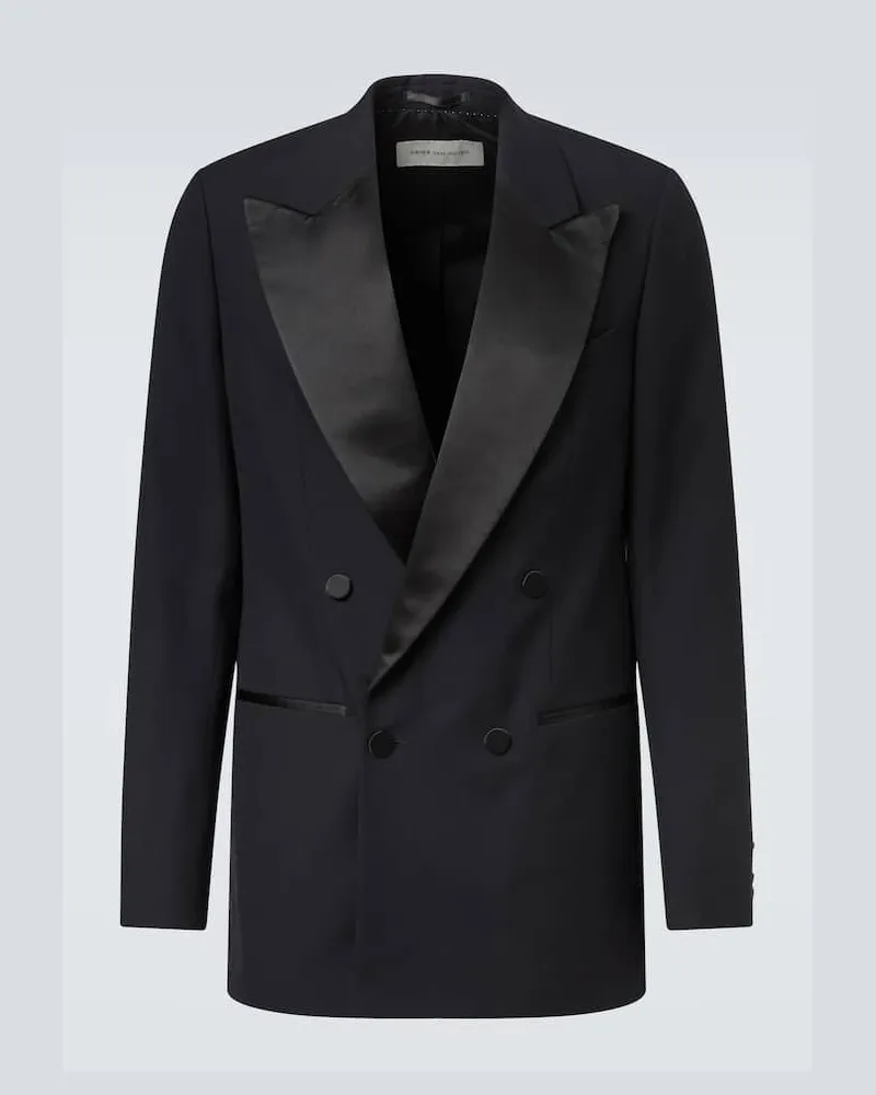 Dries van Noten Anzugjacke aus Wolle und Seide Schwarz