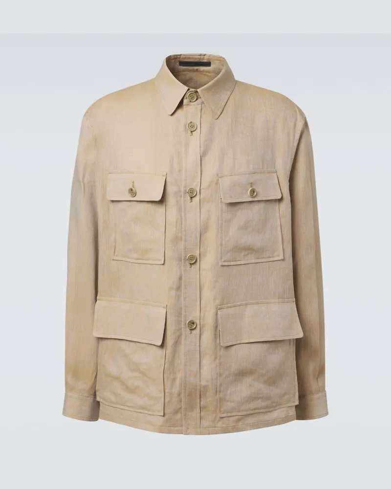 Giorgio Armani Hemdjacke aus Leinen Beige
