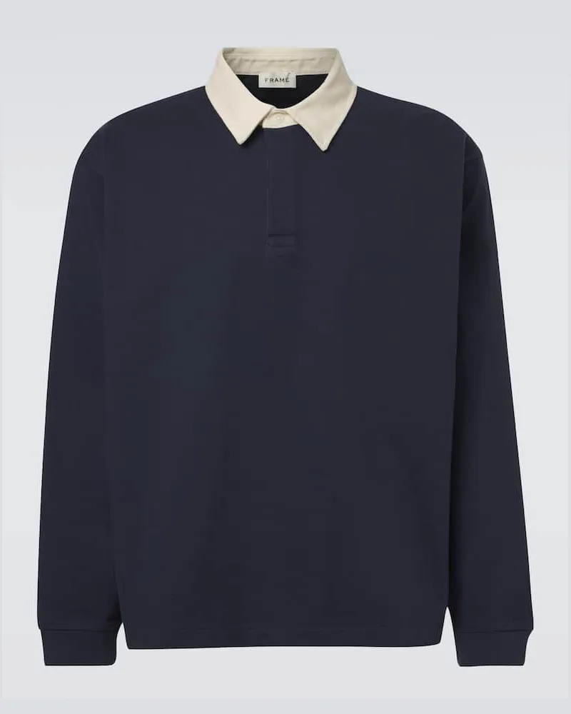 Frame Denim Polopullover aus Baumwoll-Jersey Blau