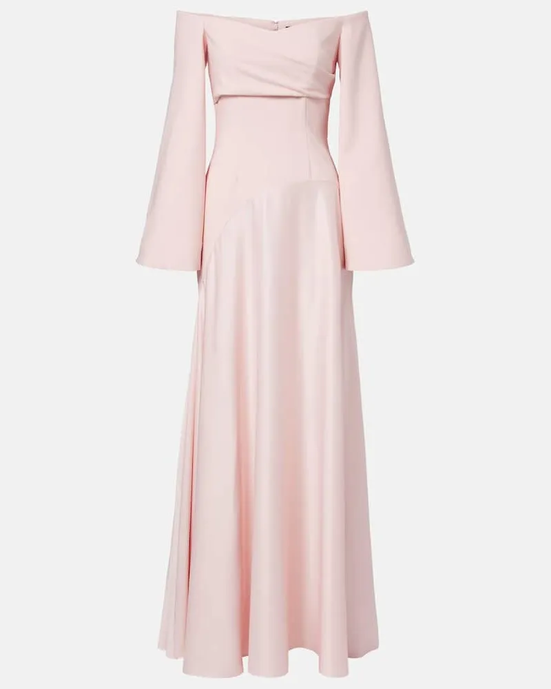 Solace London Off-Shoulder-Maxikleid Rina aus Satin und Crêpe Rosa