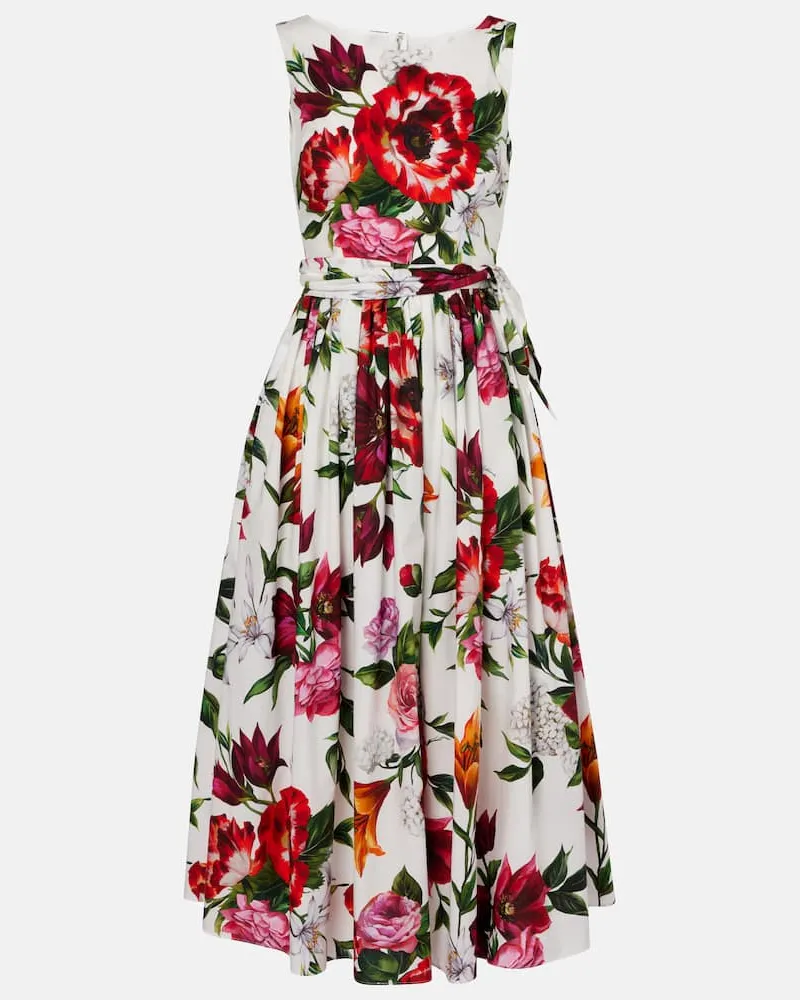 Dolce & Gabbana Midikleid aus Baumwollpopeline Multicolor