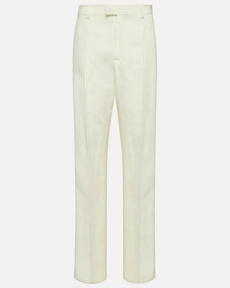 Bottega Veneta Gerade Hose aus Leinen Weiß
