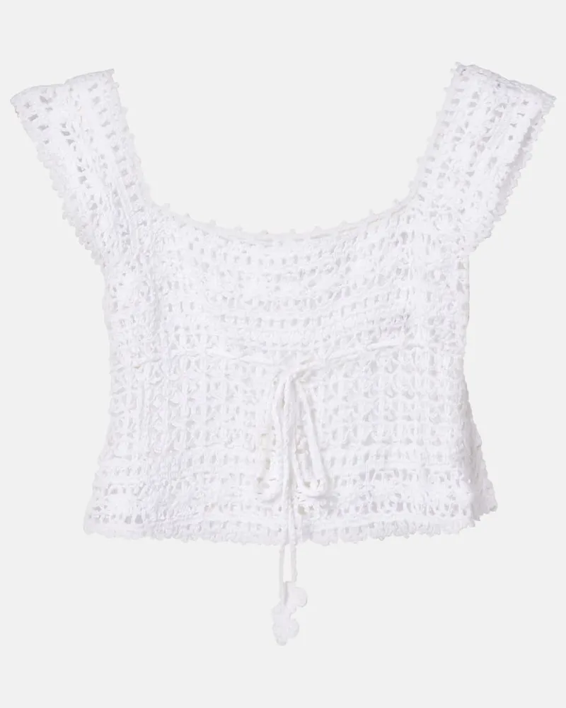 Anna Kosturova Cropped-Top Deauville aus Häkelstrick Weiß