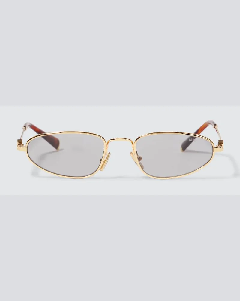 Miu Miu Ovale Sonnenbrille Gold