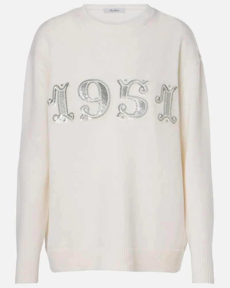 Max Mara Pullover Plata aus Wolle und Kaschmir Weiss