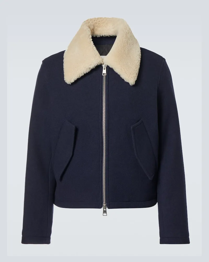 AMI Paris Jacke aus Schurwolle mit Shearling Blau