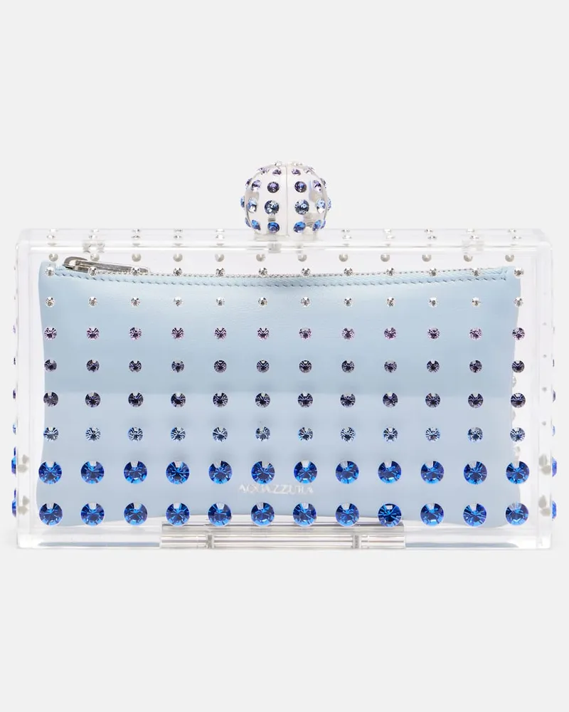 Aquazzura Clutch Tequila Mini mit Kristallen Transparent