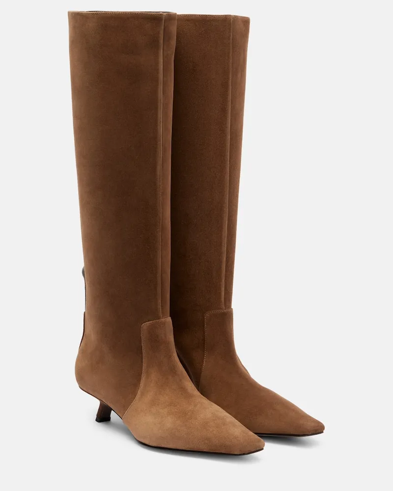 Brunello Cucinelli Stiefel Monili aus Veloursleder Braun