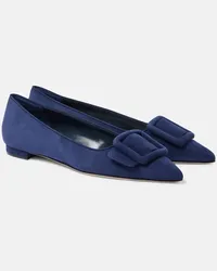 Manolo Blahnik Ballerinas Maysale aus Veloursleder Blau