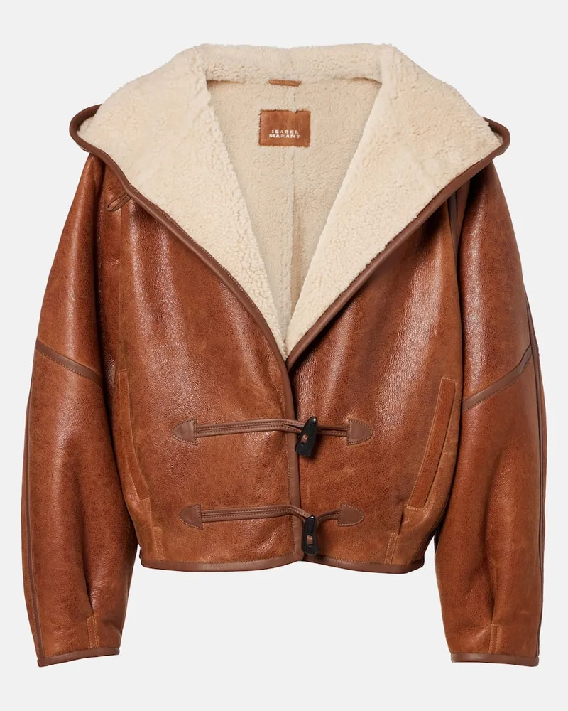 Isabel Marant Lederjacke Amiel mit Shearling Braun