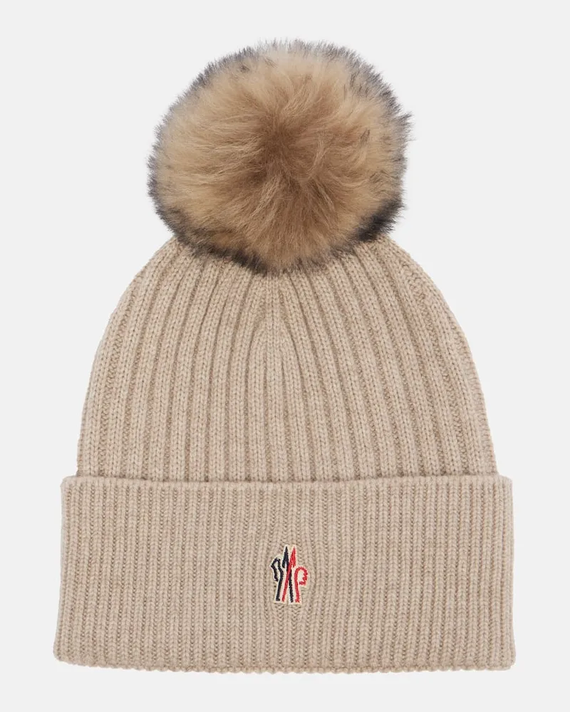 Moncler Mütze aus Kaschmir mit Shearling Beige