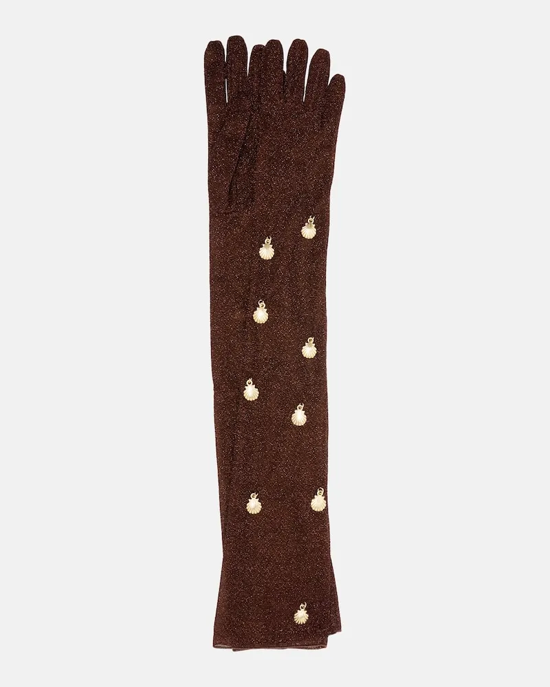 Oséree Oséree Verzierte Handschuhe Lumière Braun