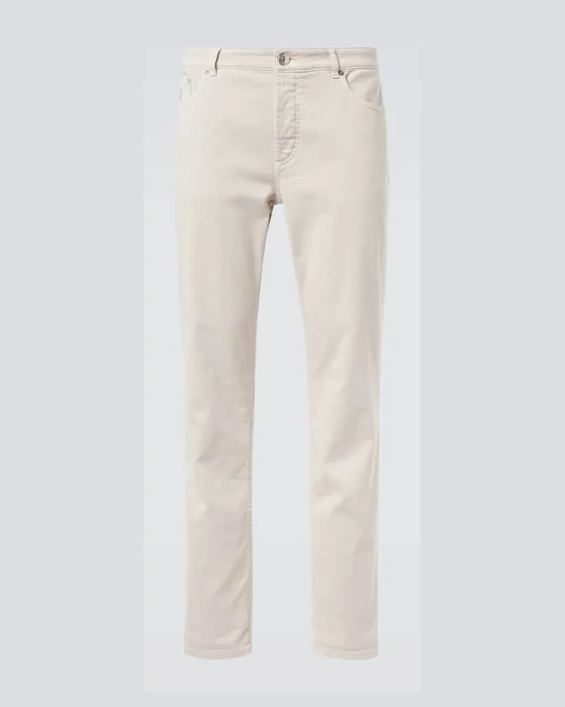Brunello Cucinelli Mid-Rise Slim Jeans Beige