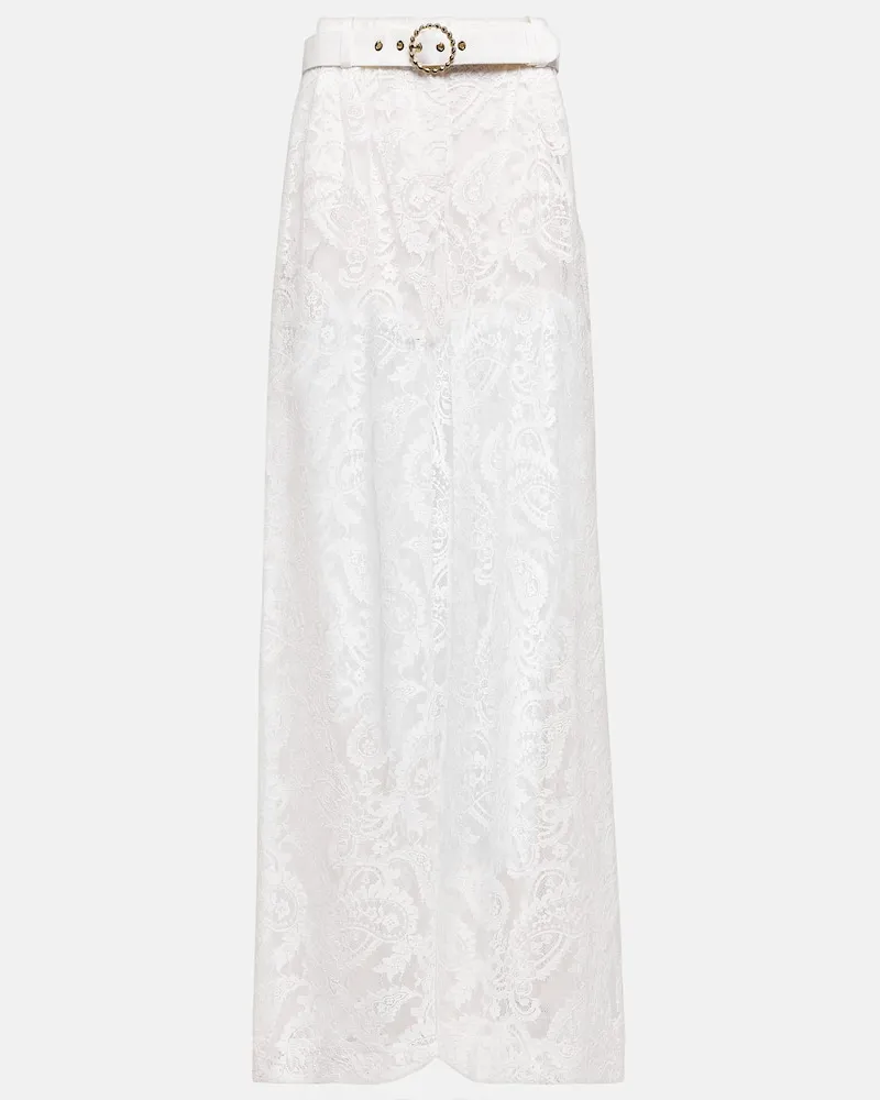 Zimmermann Bestickte High-Rise-Hose Weiß