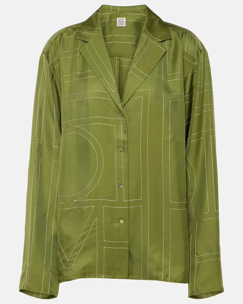 Totême Pyjamahemd aus Seiden-Twill Grün
