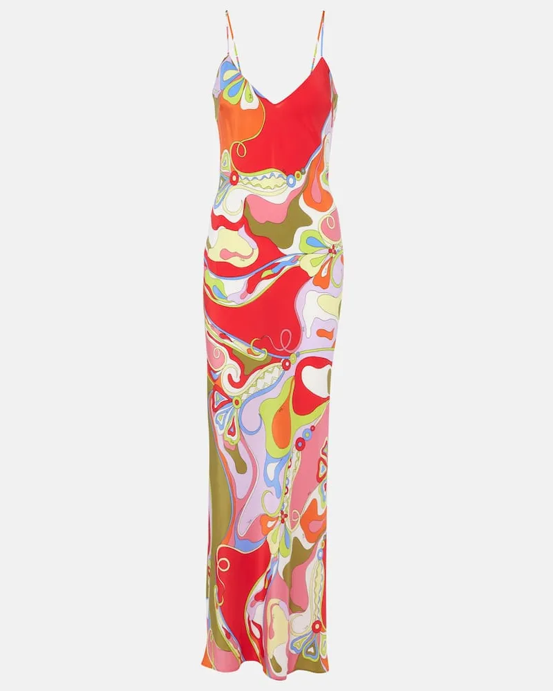 Emilio Pucci Maxikleid Orchidee aus Crêpe de Chine aus Seide Multicolor