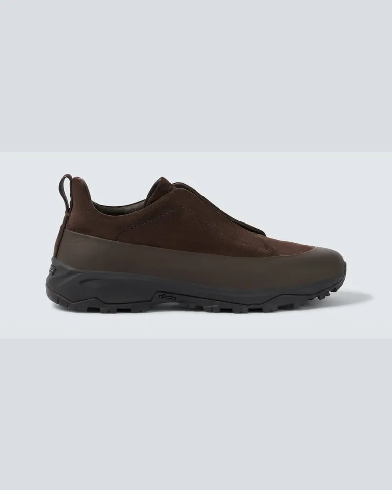 Ermenegildo Zegna Sneakers Triple Stitch Monte aus Veloursleder Braun