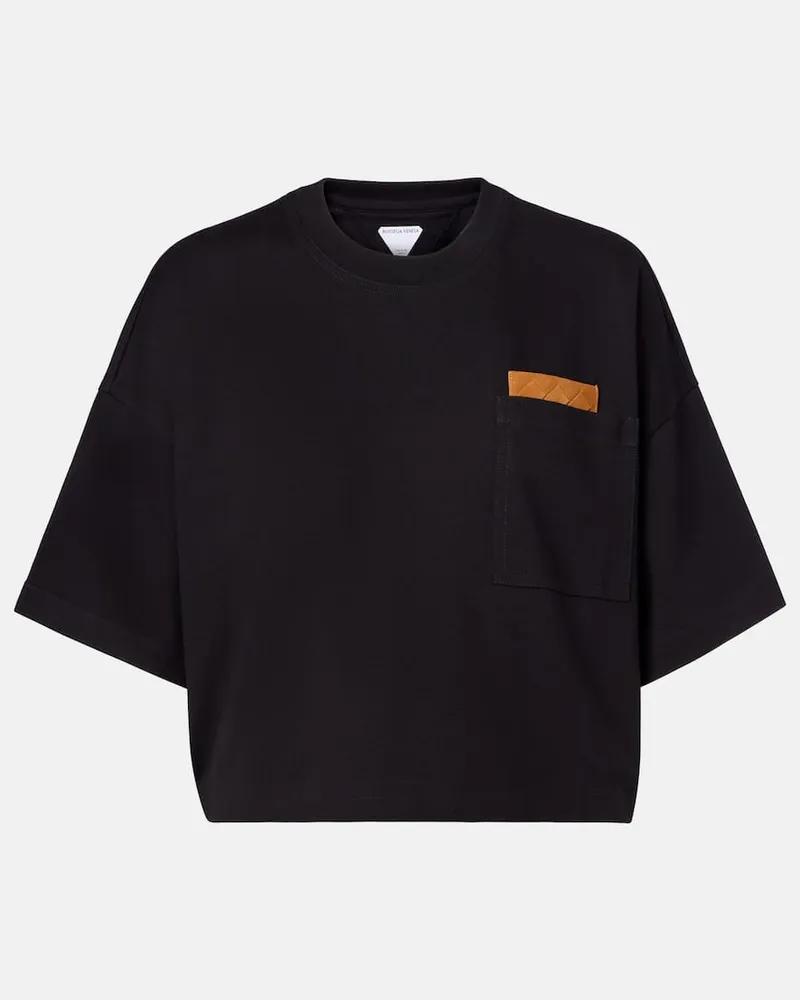 Bottega Veneta T-Shirt Intrecciato aus Baumwoll-Jersey Schwarz