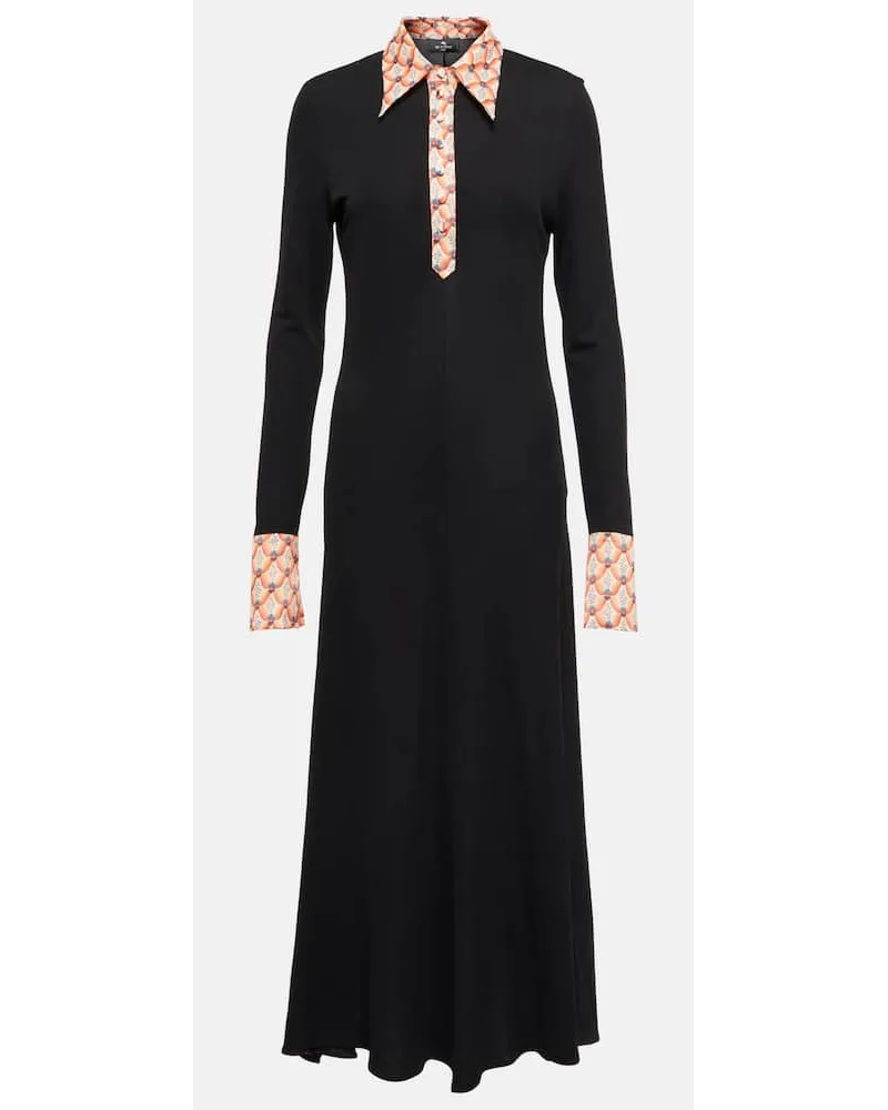 Etro Maxikleid aus Crepe Schwarz