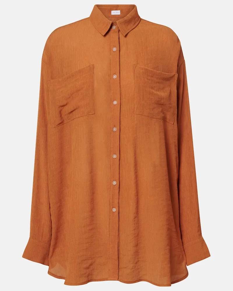 JADE SWIM Hemd Mika aus Seersucker Braun